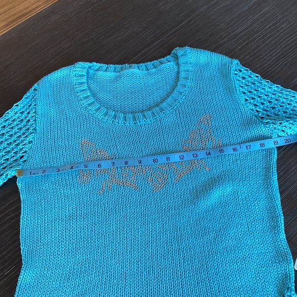 2/$20. Ladies crocheted sweater in size medium teal blue. - Picture 5 of 7